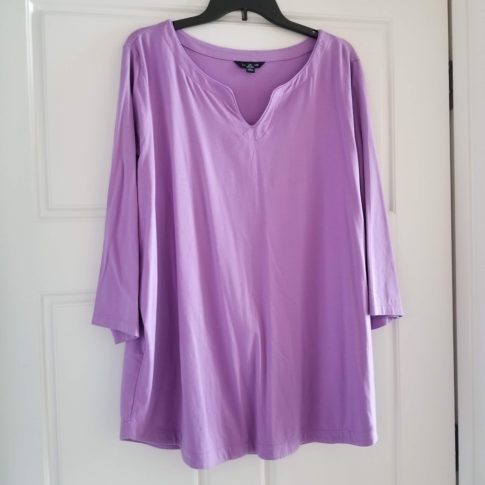 Lands' End 2X Purple Lavender Tunic 3/4 Sleeve